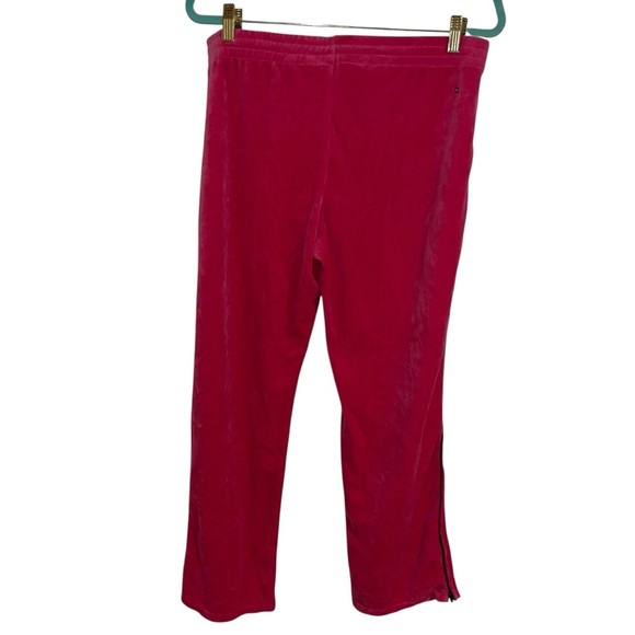 Vintage y2k Tommy Hilfiger pink velour track pants retro wide leg ankle zip L - Picture 5 of 6